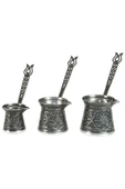 Anatolian Cezve Takımı - Üçlü Zamak - Kalaylı - 1