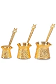 Anatolian Cezve Takımı - Üçlü Zamak - Sarı - 1