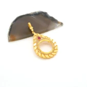 Çeyrek Altın Çerçeveli Kolye Ucu Altın Kaplama TGR-642 thumbnail 4