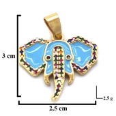 BZ Altın Kaplama Zirkon Taşlı Mavi Fil Kolye Ucu TGR-579 - 4