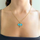 BZ Altın Kaplama Zirkon Taşlı Mavi Fil Kolye Ucu TGR-579 - 2