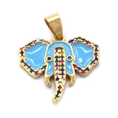 BZ Altın Kaplama Zirkon Taşlı Mavi Fil Kolye Ucu TGR-579 - 1