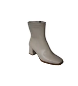 YAZKIŞ Kadın Siyah Krem Cilt 16cm Bilek Boyu Yandan Fermuarlı 6cm Kalın Topuk Kut Burun Topuklu Bot thumbnail 5