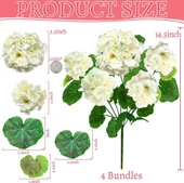 Nettenevime Yapay Çiçek Sardunya Demeti 40*25cm 1.Kalite BEYAZ Balkon Çiçeği thumbnail 8