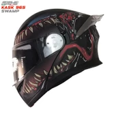FREE-M 965 SWAMP MAT SİYAH-KIRMIZI ÇENE AÇILIR KASK thumbnail 1
