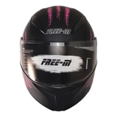 FREE-M 965 PINK ZEBRA MAT SİYAH-PEMBE ÇENE AÇILIR KASK thumbnail 3