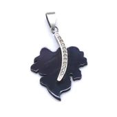 BZ 316L Çelik Zirkon Taşlı Yaprak Kolye Ucu TGR-574 - 1