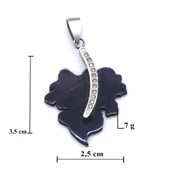 BZ 316L Çelik Zirkon Taşlı Yaprak Kolye Ucu TGR-574 - 3