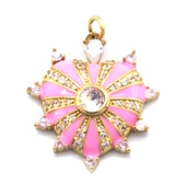 BZ Altın Kaplama Zirkon Taşlı Pembe Kalp Kolye Ucu TGR-578 - 1