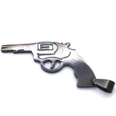 BZ 316L Çelik Tabanca Şeklinde Kolye Ucu TGR-573 - 1