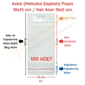 10 x 15 cm (Kapalı Hali 10 x 5 cm) 100 Adet Askılı Poşet - Meksika Şapkalı thumbnail 1