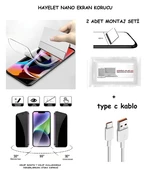 Samsung Galaxy A50 Nano Ekran Koruyucu  Esnek MAT HAYALET + Type C Kablo - 1