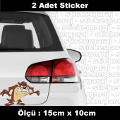 Tazmanya canavar saldırgan sticker etiket - 2 adet araba kask motosiklet laptop tablet pc atv uyumlu sticker 2 adet - 1
