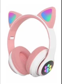 Karler Stn-28 Bluetooth Mikrofonlu LED Işıklı Hafıza Kartı Girişli Kulak Üstü Kedi Kulaklık - 1