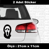 Mask korku çığlık sticker etiket -2 adet  araba kask motosiklet laptop tablet pc atv uyumlu sticker 2 adet - 1