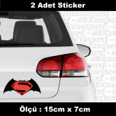 Batman süperman sticker etiket - 2 adet araba kask motosiklet laptop tablet pc atv uyumlu sticker 2 adet - 1