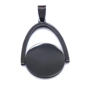 BZ 316L Çelik Siyah Yuvarlak Detaylı Kolye Ucu TGR-557 - 1