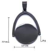 BZ 316L Çelik Siyah Yuvarlak Detaylı Kolye Ucu TGR-557 - 3