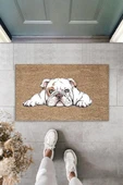 Dekoratif Dijital Baskı Bej Köpek Dış Mekan Paspas K-3005 - 1