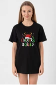 Christmas Squad Siyah Kadın Oversize Tshirt thumbnail 1
