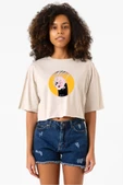 Meovv Meow Bej Kadın Crop Tshirt - 1