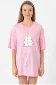 Grumpy Christmas Pembe Kadın Oversize Tshirt thumbnail 1