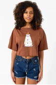 Grumpy Christmas Kahverengi Kadın Crop Tshirt thumbnail 1