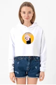 Meovv Meow Beyaz Optik Kadın Crop Kapşonlu - 1