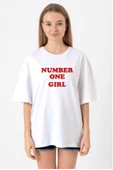 Rose Number One Girl Beyaz Kadın Oversize Tshirt thumbnail 1