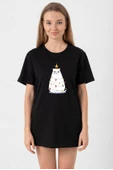 Grumpy Christmas Siyah Kadın Oversize Tshirt thumbnail 1