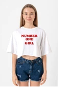 Rose Number One Girl Beyaz Kadın Crop Tshirt thumbnail 1