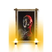 Kanvas Zenci Kadın Rustik Lambalı Tablo thumbnail 1