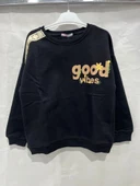 uğurböceğiçocuk Good Vibes Yazı Baskılı Kız Sweat 12031 - 1