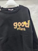 uğurböceğiçocuk Good Vibes Yazı Baskılı Kız Sweat 12031 - 6