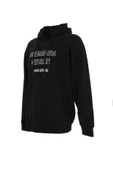 Erkek Baskılı Kapüşonlu Sweat Siyah - 4