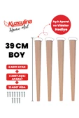 Kuzeylina 4'lü 39 Cm Doğal Ahşap Ayak Konik Masa-sandalye-tabure- Sehpa Ayağı - 1