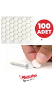 Kuzeylina Yapışkanlı Vida Tapası Tıpası -  Beyaz  - Vida Kapatıcı Kapağı  (100 ADET) - 1
