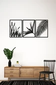 Kuzeylina 3'lü Lazer Kesim Dekoratif Ahşap Sazlık Tablo - 98x25 cm (Her Biri 18x25 cm) - 1