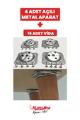 Kuzeylina 4 Adet Metal Sehpa Ve Ahşap Ayak Bağlantı Aparatı Açılı Ayak Aparatı Zigon Sehpa Masa Koltuk Puf - 2