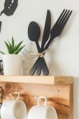 Kuzeylina 3'lü Dekoratif Ahşap Çatal-Kaşık-Bıçak Seti Mutfak, Kahve Köşesi, Dolap, Raf, Askı Süsü(19 cm) - 3