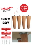 Kuzeylina Ahşap Konik Ayak - Mobilya, Koltuk, Tv Ünitesi Uyumlu - 18 Cm Ham- 4 Adet - 1