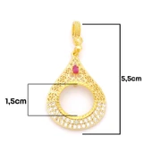 Çeyrek Altın Çerçeveli Kolye Ucu Altın Kaplama TGR-697 thumbnail 2