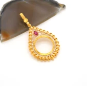 Çeyrek Altın Çerçeveli Kolye Ucu Altın Kaplama TGR-645 thumbnail 4