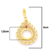 Çeyrek Altın Çerçeveli Kolye Ucu Altın Kaplama TGR-640 thumbnail 2
