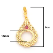 Çeyrek Altın Çerçeveli Kolye Ucu Altın Kaplama TGR-675 thumbnail 2