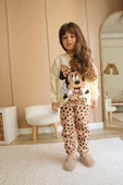 KIZ ÇOCUK MİCKEY MODELLİ PAMUK BİSİKLET YAKA 3 İP ŞARDONLU TAKIM - 4