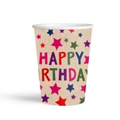 Happy Bırthday Baskılı Kraft Stars Karton Tabak Bardak 8 li - 3