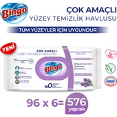 Bingo Pratik Yüzey Temizlik Havlusu Lavanta 96X6 (576 Yaprak) - 1