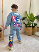 ERKEK ÇOCUK BLUEY MODELLİ BİSİKLET YAKA PAMUK 3 İPLİK ŞARDONLU TAKIM - 2