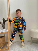 ERKEK ÇOCUK SEVİMLİ HAYVANLAR BİSİKLET YAKA PAMUK 3 İPLİK ŞARDONLU TAKIM - 3